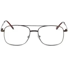 Calabria 8151 Mens Aviator Reading Glasses | Lightweight & Comfortable | Metal Frame | Silicone Nose Pads | 5.25 x 1.6 | Brown | +1.50