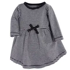 Touched by Nature Baby and Toddler Girl Organic Cotton Long-Sleeve Dresses 2pk, Black Floral