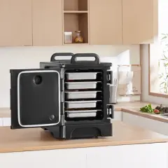 VEVOR Insulated Food Pan Carrier, 81 Qt Hot Box for Catering, Food Box Carrier with Double Buckles, Front Loading Food Warmer with Handles