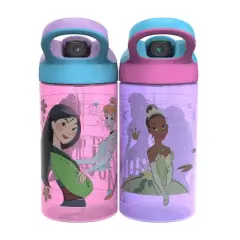 2pk 16oz Atlantic Portable Drinkware Bottle 'Princess' - Zak Designs: Kids Disney Princess Water Bottle, Dishwasher-Safe