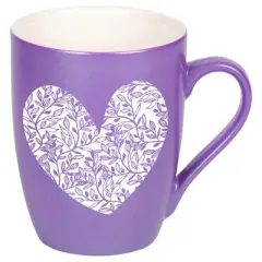 Elanze Designs Heart Leaf Passion Purple 10 ounce New Bone China Coffee Cup Mug