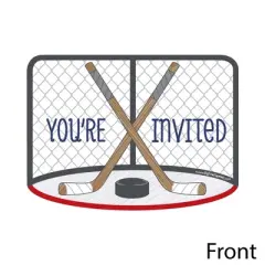 Big Dot of Happiness Shoots and Scores - Hockey - Shaped Fill-in Invites - Baby Shower or Birthday Party Invites Cards with Envelopes - Set of 12
