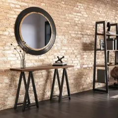 Hawkins Metal/Wood Console Sofa Table Walnut - WyndenHall