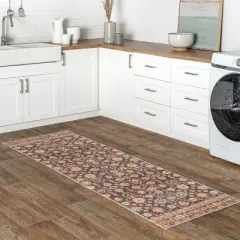 nuLOOM Cathie Persian Floral Machine Washable Area Rug
