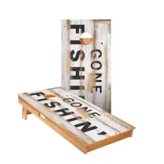 Skips Garage Distressed Wood Gone Fishin Cornhole Boards - ACA Star Series