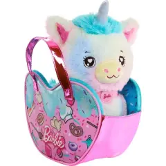 Barbie Chef Pet Adventure Stuffed Animal, Unicorn Toys, Plush with Purse and 5 Accessories