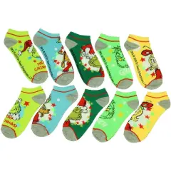 Dr. Seuss The Grinch Adult Holiday 5 Pack No Show Socks Multicoloured