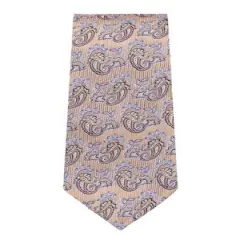 TheDapperTie Men's Beige And Lavender Paisley Necktie with Hanky