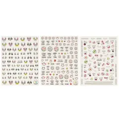 Wrapables 3 Sheets Facial Expressions Nail Art Emotion Nail Stickers