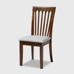 Set of 4 Minette Fabric Upholstered Walnut Finished Dining Chairs Gray/Walnut - Baxton Studio