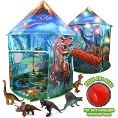 Toy To Enjoy Dinosaur Pop-Up Play Tent with Remote Controlled Lights, Dinosaur Roar Sound Button, and 6 Dinosaur Figure Toys for Boys and Girls