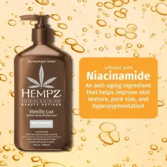 Hempz Beauty Actives Body Lotion with Skin Evening & Toning Niacinamide - Vanilla Lux - 17 fl oz