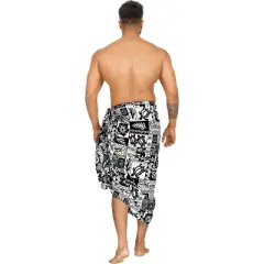 LA LEELA Men's Sarong Bath Hawaiian Wrap Pareo One Size Black