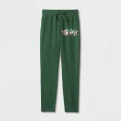 Kids' Peanuts Matching Family Holiday Jogger Pants - Dark Green