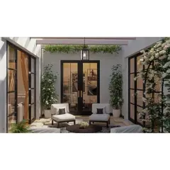 Urban Ambiance Luxury Modern Outdoor Pendant Light,  15.375"H x 7"W,  Midnight Black Finish, UHP1241