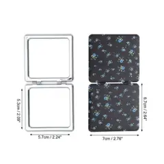Unique Bargains Floral Makeup Mirror Black 1 Pc
