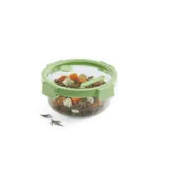 Lekue 100% Airtight Round Glass Food Storage Container, 32 oz