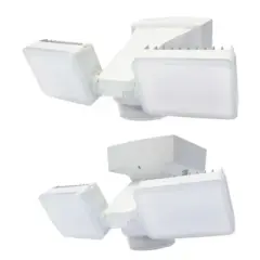 IQ America Motion Security Flood Light, 2100 Lumen LED, Wall/Eave/Soffit Mount for Shed, Storage, Attic, Workshop, Garage, White