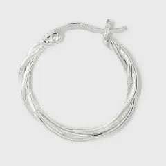 Silver Plated Braided and Polished Hoop Earring Set - A New Day&trade; Silver