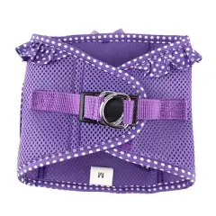 Doggie Design American River Choke Free Dog Polka Dot Ruffle Harness-Paisley Purple