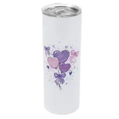 Elanze Designs 20 Ounce Stainless Steel On the Go Travel Tumbler With Push Top Lid, Heart Balloons