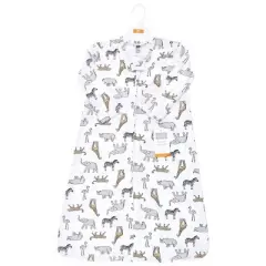 Hudson Baby Infant Girl Long Sleeve Cotton Jersey Sleeping Bag, Sack, Blanket, Modern Pink Safari