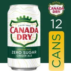 Canada Dry Zero Sugar Ginger Ale Soda - 12pk/12 fl oz Cans