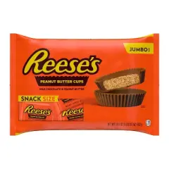 Reese's Peanut Butter Milk Chocolate Cups Halloween Candy Jumbo Snack Size - 19.5oz