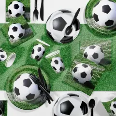 24ct Soccer Paper Plates White