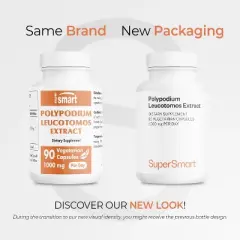 SuperSmart Polypodium Leucotomos Extract 1000mg per Day (Fern Extract 4:1) - PLE Supplement | Non-GMO & Gluten Free - 90 Vegetarian Capsules