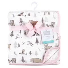 Hudson Baby Infant Girl Muslin Tranquility Quilt Blanket, Winter Forest, One Size