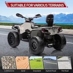 24V Kids Ride On Car,2 Seater Licensed Can-Am Electric ATV Car for Kids,4 Wheeler 4WD Ride On Electric Toy Car,3 Speeds,Leather Seats