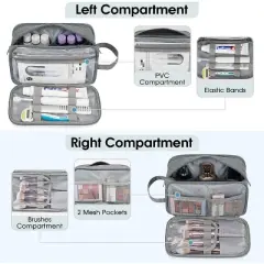 Narwey Travel Toiletry Bag with Brush Compartments for Men and Women