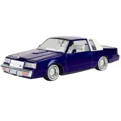1987 Buick Regal Candy Blue Metallic w/Rear Section of Roof White & White Interior "Get Low" 1/24 Diecast Model Car by Motormax