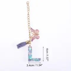 Unique Bargains Heart Sequin Letter L Butterfly Tassel Water Cup Pendant Purple 1 Pc