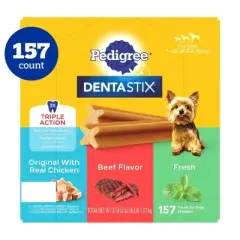 Pedigree Mint, Beef and Chicken Flavor Dentastix Variety Pack Toy and Small Breed Dental Dog Treats - 2.36lbs