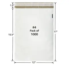 UOFFICE Pacl of 1000 Bulk Poly Mailer Bags 12"x15.5" - #4 Envelopes withSelf-Sealing Closure