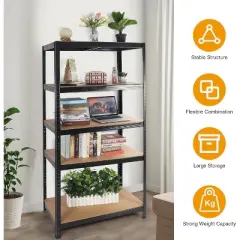 DOMETOUR Heavy Duty 5 Tier Garage Storage Shelves, 2000LBS Capacity Metal Shelving Unit, Rack Shelf Organizer for Garage Kitchen Warehouse, Black