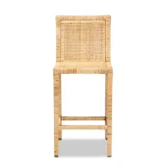 Sofia Wood and Rattan Counter Height Barstool Natural - bali & pari
