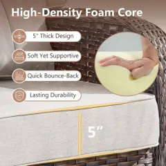 Belord Outdoor Wicker Patio Furniture Set with 41" Propane Fire Pit Table, Swivel Patio Chairs Set with Sofa Couch, Fire Pit Table and Ottoman