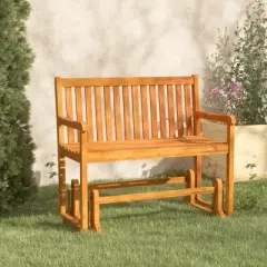 vidaXL 43.3" Solid Acacia Wood Patio Swing Bench with Rocking Mechanism & Oil Finish for Outdoor Use - Durable, Weather-Resistant, Easy Assembly