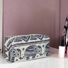 Unique Bargains Women's Portable Makeup Bag Beige 1 Pc