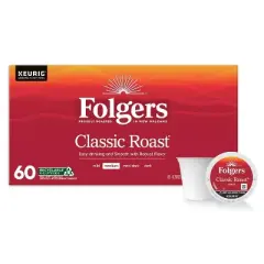 Folgers Classic Medium Roast Coffee - Keurig K-Cup Pods - 60ct