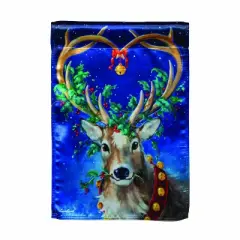 Evergreen Santa's Reindeer Lustre Garden Flag 12 x 18 Inches Indoor Outdoor Decor
