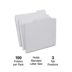 HITOUCH BUSINESS SERVICES Reinforced File Folder 3-Tab Letter Size White 100/Box TR508986/508986