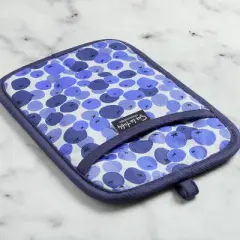 Sur La Table Kitchen Essentials 2pk 7"x10" Fresh Blueberries Fruit Pot Holder Blue/White: Cotton, Machine Washable, Woven Design