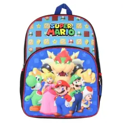 Super Mario Bowser Luigi Princess Peach 16" Kids Bag School Travel Backpack