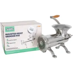 Lehman's Clamp-Down Meat Grinder #32, Manual Hand-Cranked Stainless Steel Meat Grinder for Home Use, Easy to Clean and Store