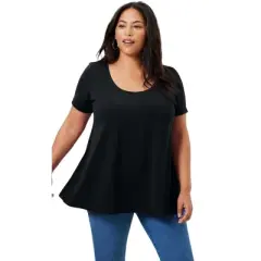 June + Vie by Roaman's Women&rsquo;s Plus Size Short-Sleeve Swing One + Only Tee