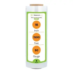 PSBM Blown Hand FILM 90 Ga 18"x1500' STRETCH/SHRINK WRAP 3"Core Parcel Packing 4 RLS